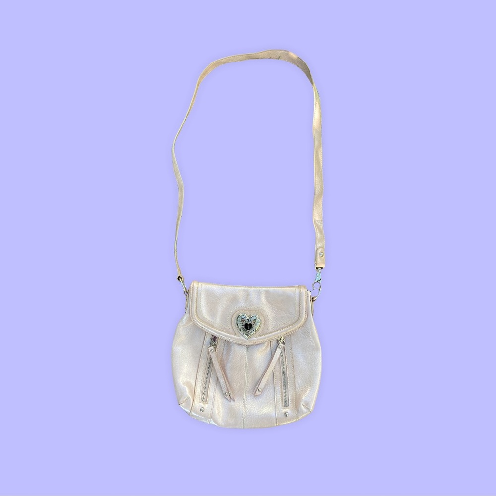 Light pink crossbody leather purse